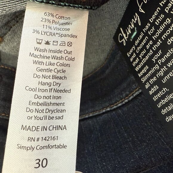 Lularoe Skinny Fit Jeans Size 30 Blue Dark Wash Distressed Raw Hem Stretch NWT - Picture 9 of 10